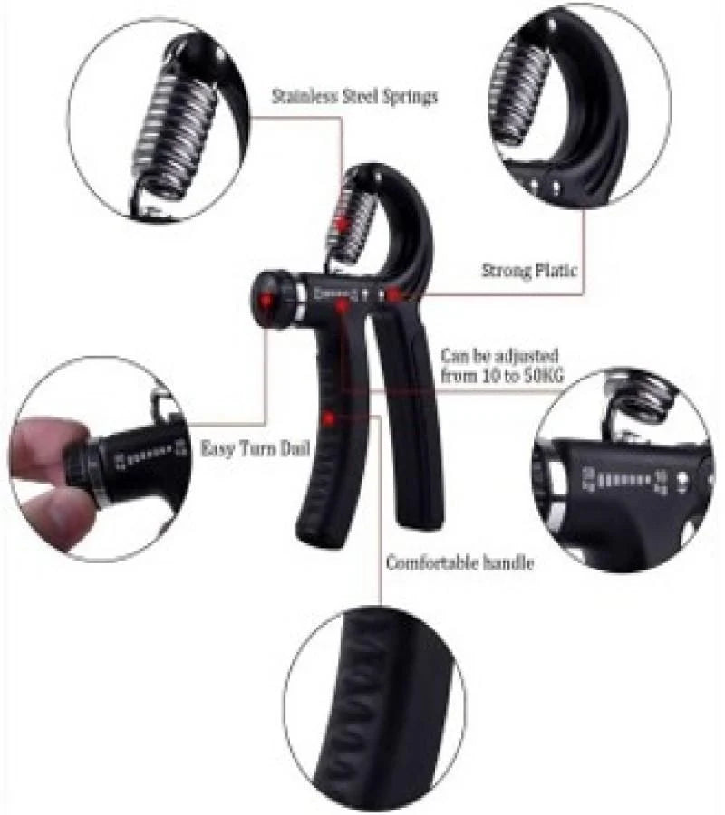 Adjustable Spring Hand Gripper Blue Black 60kg.