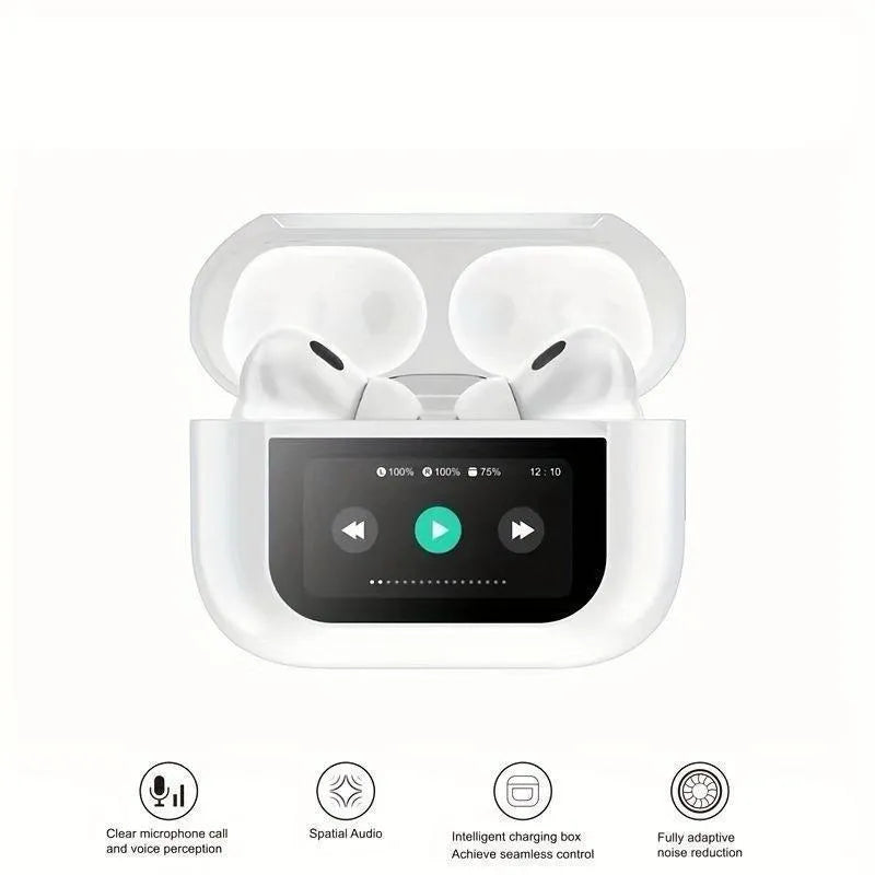 Wireless Bluetooth 5.2 Earbuds White Touch Screen Fast Charge