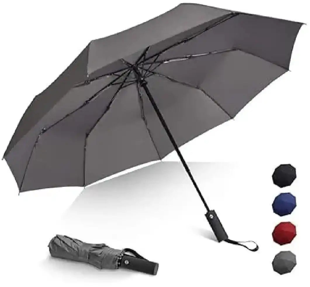 Compact Weather-Resistant Grey Black Umbrella 33cm.
