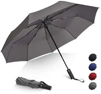 Compact Weather-Resistant Grey Black Umbrella 33cm.