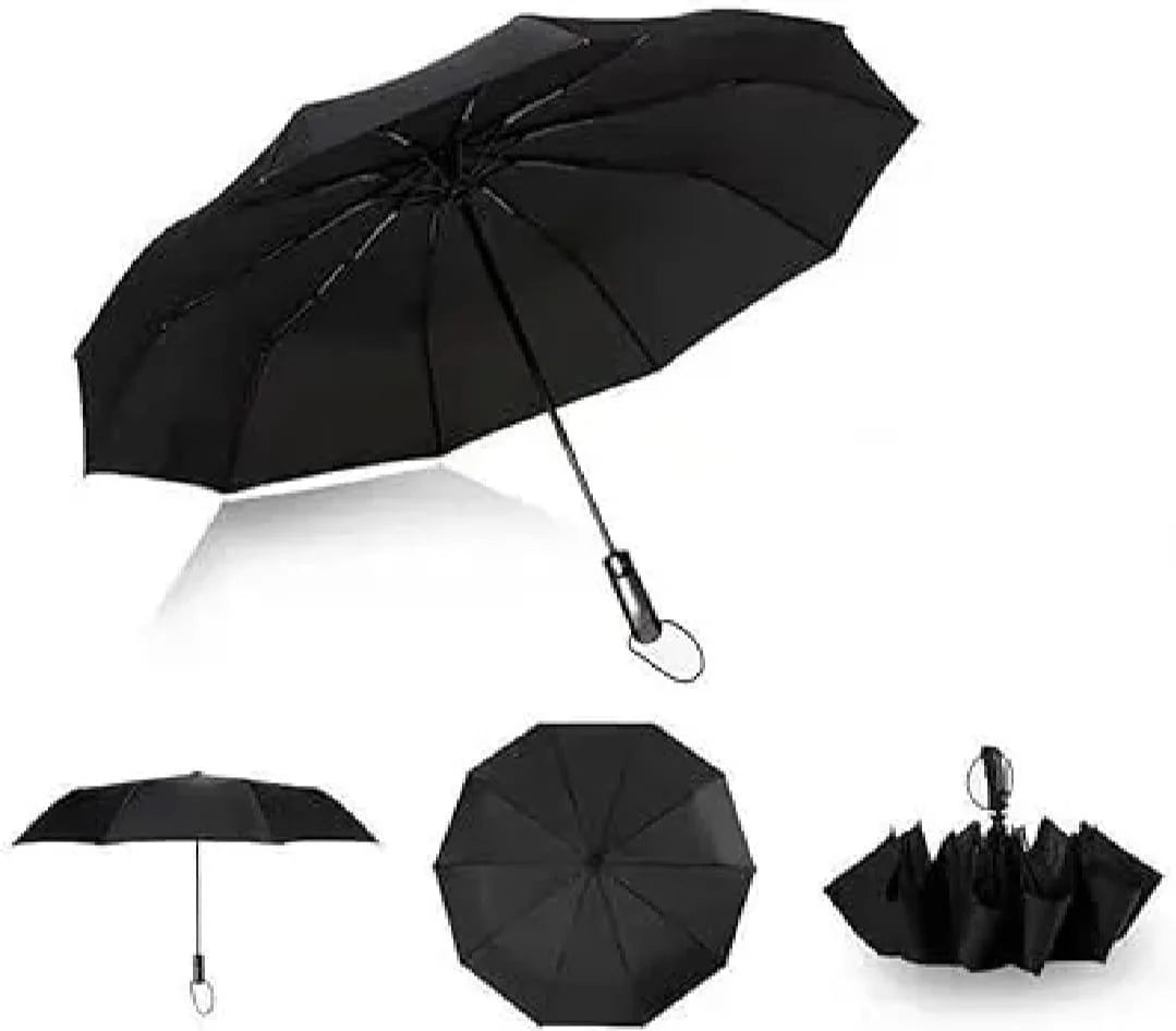 Compact Weather-Resistant Grey Black Umbrella 33cm.