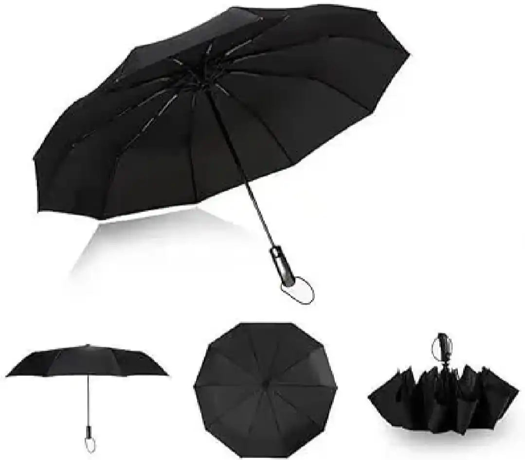 Compact Weather-Resistant Grey Black Umbrella 33cm.