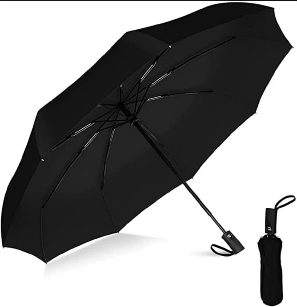 Compact Weather-Resistant Grey Black Umbrella 33cm.