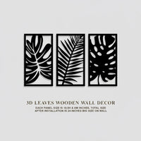 3D Wooden Wall Art Set Black White Laser Cut Modern Decor.