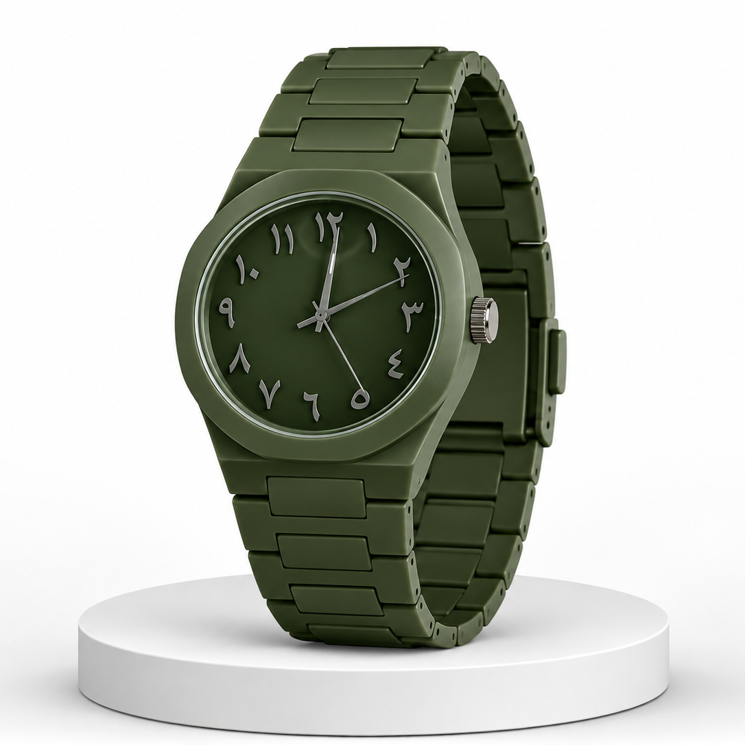 Olive Green Carbon Fiber Tactical Watch 45mm.