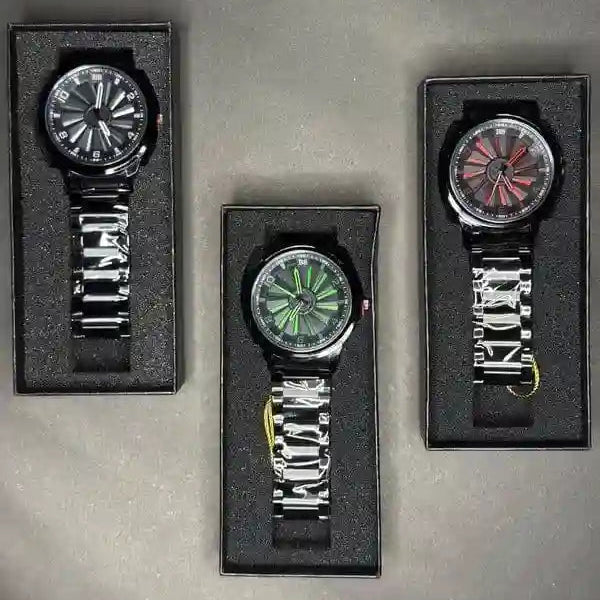 Men's Stainless Steel Chain Strap Analogue Watch White Red Green.