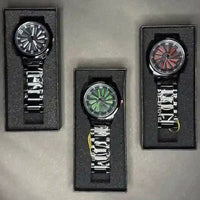 Men's Stainless Steel Chain Strap Analogue Watch White Red Green.