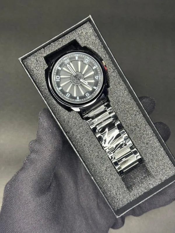 Men's Stainless Steel Chain Strap Analogue Watch White Red Green.