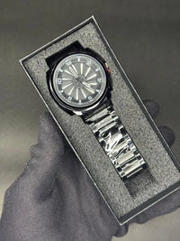 Men's Stainless Steel Chain Strap Analogue Watch White Red Green.